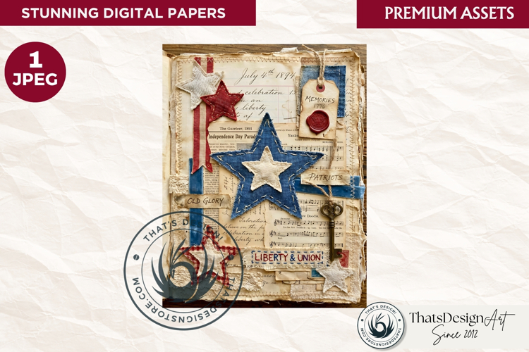 Vintage Patriotic 4th of July Junk Journal digital paper