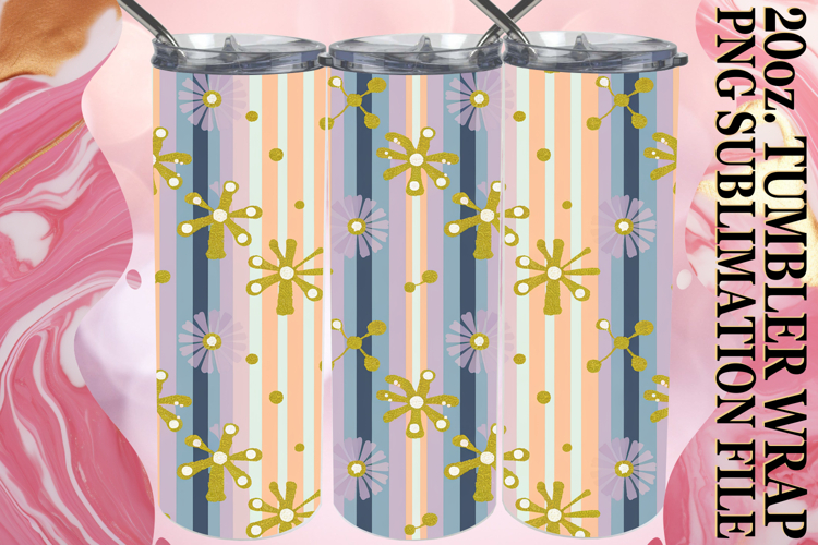 Gentle Thoughts 20oz tumbler wrap, Gold Flower