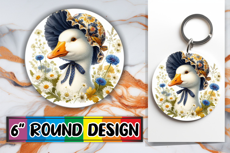 Blissful Keychain Round Design PNG, Goose