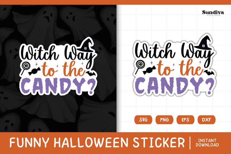 Funny Halloween Sticker | Witch Way To The Candy