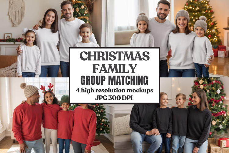 Christmas Family Matching T-Shirt Mockups | Holiday Group