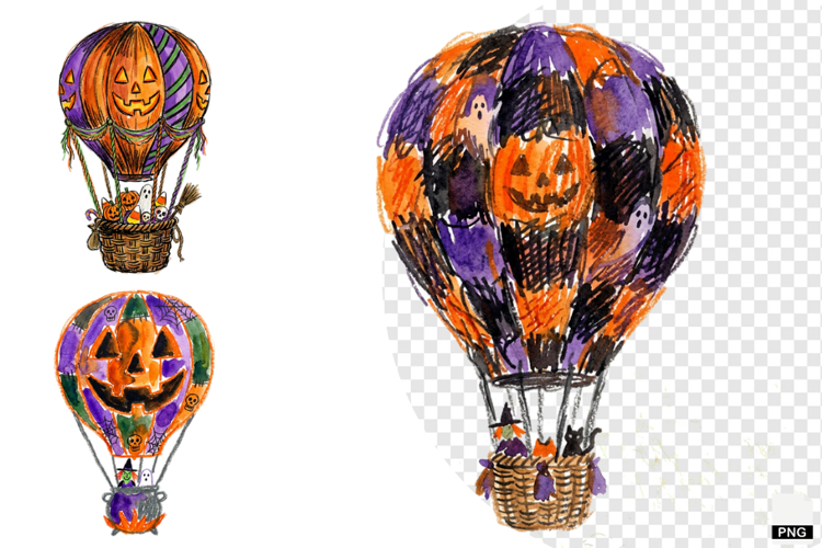 Halloween Hot Air Balloons PNG