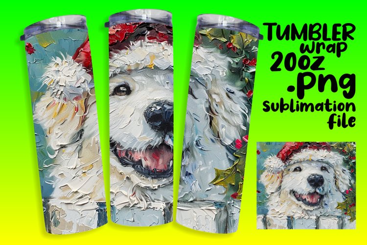 Christmas Tumbler Wrap Peeking Dog Winter Design