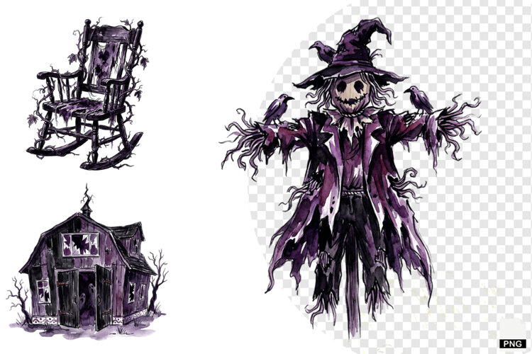 Halloween Haunted Cottage Clipart example image 1