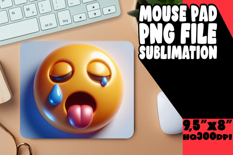 JOYFUL MOUSE MAT SUBLIMATION STYLE, 3D Emoji example image 1