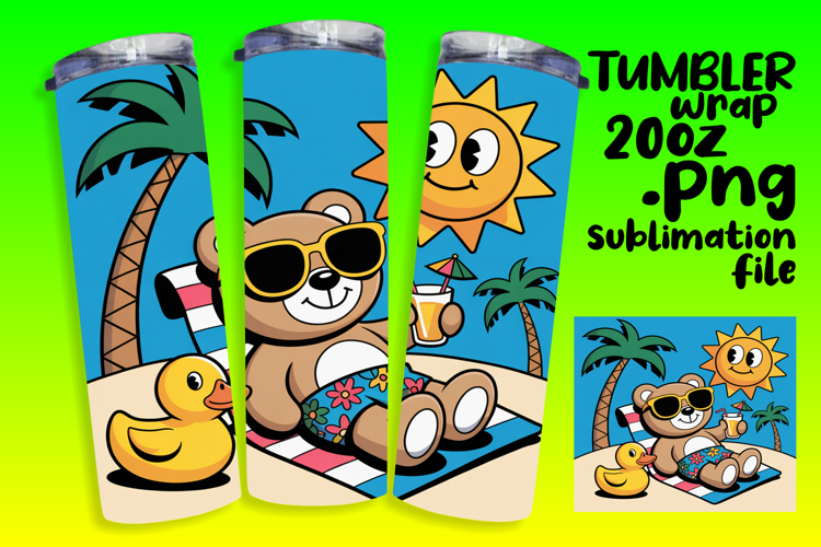 PLAYFUL 20oz Tumbler Design for Customization , Cute Bear