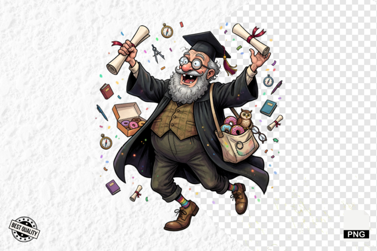 Whimsical Graduation Grandpa Clipart