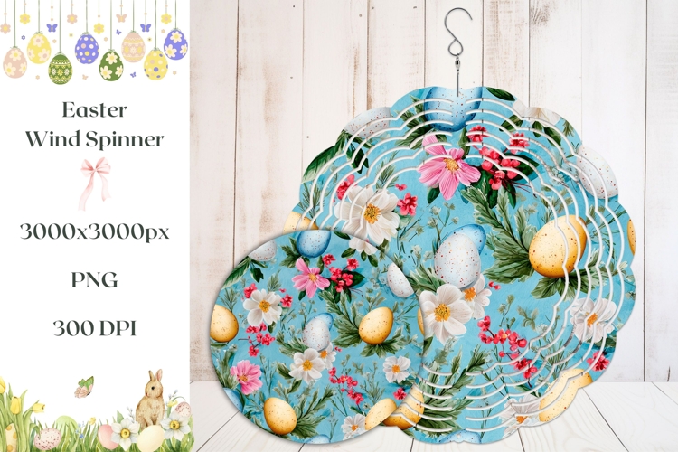 Easter Eggs Wind Spinner, Floral Easter Wind Spinner Print