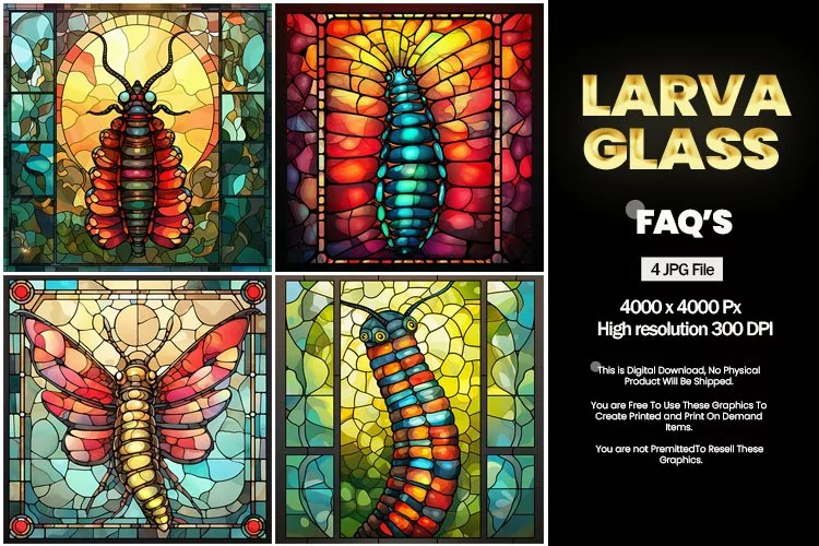 Larva Stained Glass Square Coaster - 04 Variations