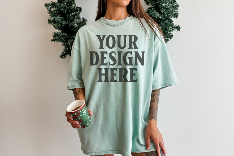 Chalky Mint Christmas Comfort Colors 1717 TShirt Mockup,cc17
