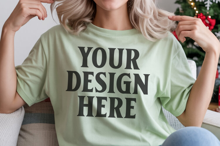 Bay Comfort Colors 1717 Christmas Shirt Mockup, Cozy Mockup example image 1