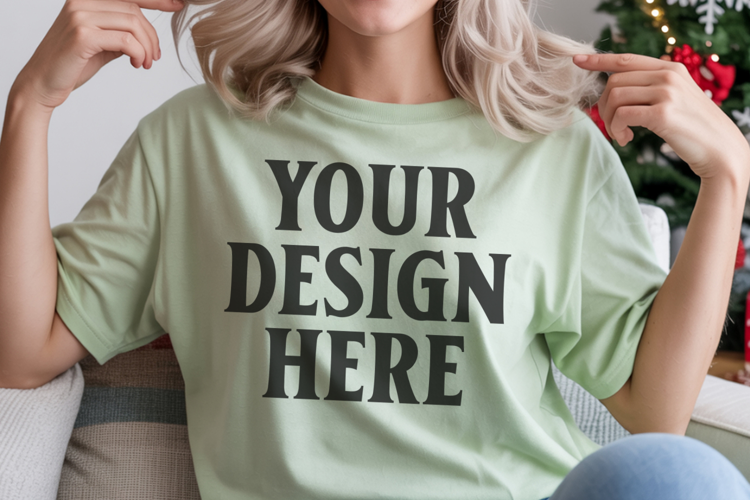Bay Comfort Colors 1717 Christmas Shirt Mockup, Cozy Mockup