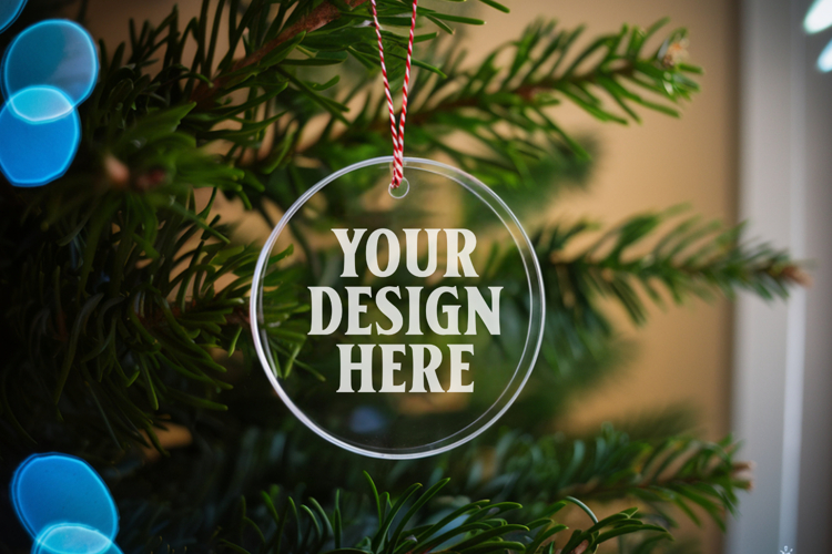 Acrylic Christmas Ornament Mockups | Clear Holiday Ornament