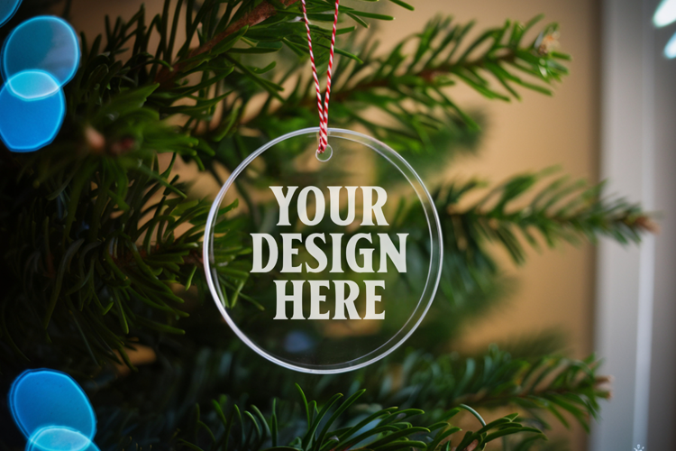 Acrylic Christmas Ornament Mockups | Clear Holiday Ornament