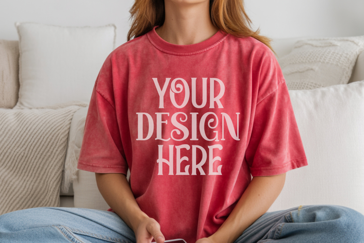 Crimson Comfort Colors 1717 T-shirt Mockups,1717 Mockups