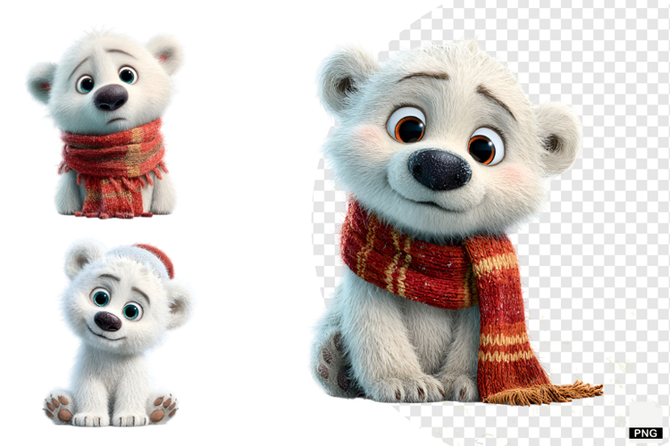 Winter Polar Bear Cub Clipart