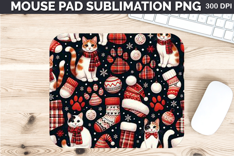 Watercolor Paws Mouse Pad Sublimation - Christmas PNG Design