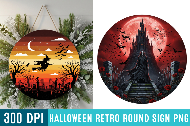 Halloween Ornaments Round Sign PNG, Halloween Round Sign PNG