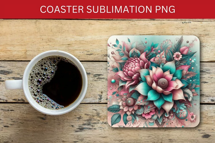 square coaster - sunflowers pattern