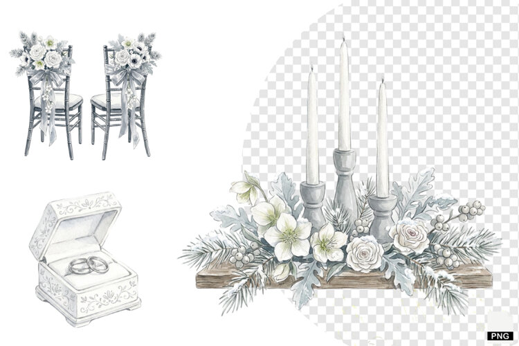 Snowy Romance Wedding Clipart example image 1