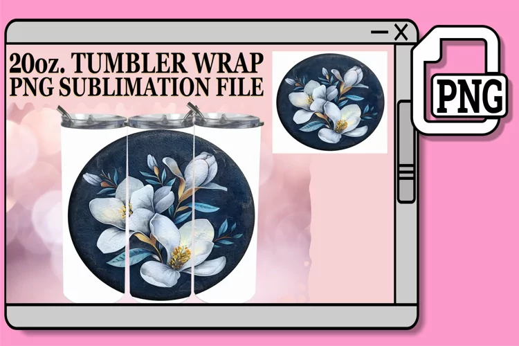 Spring Blossom Denim Tumbler Wrap 20oz