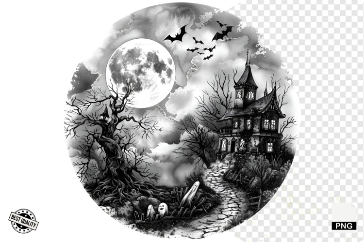 Black and White Halloween Autumn Clipart example image 1