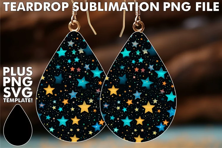 Starlit Elegance: Sublimation Star Pattern Teardrops