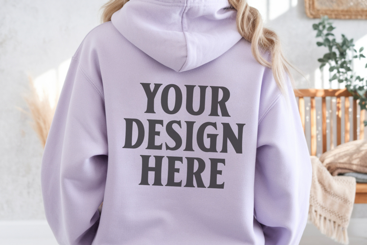 Safety Pink Gildan 18500 Hoodie Mockup, Unisex Sweatshirt Mo