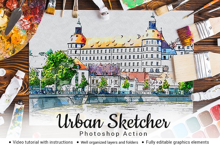 Urban Sketcher Photoshop Action example image 1