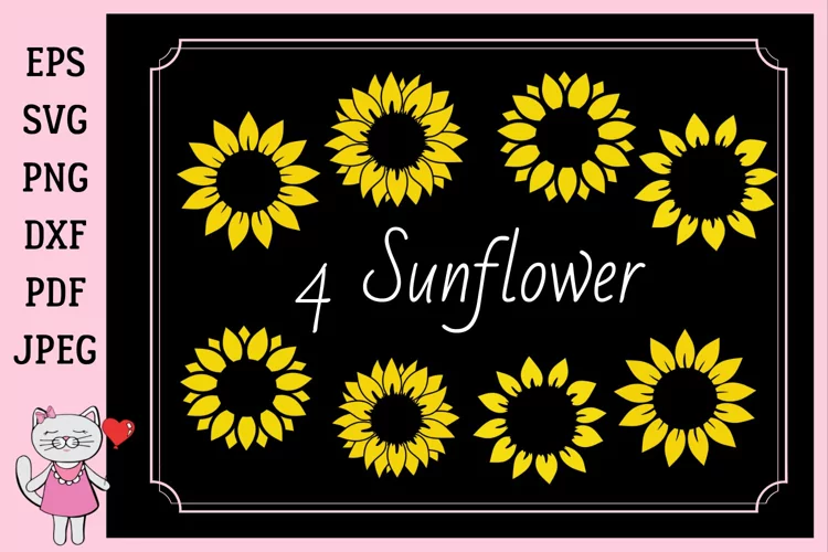 Sunflower monogram, svg, dxf, png, jpg, pdf