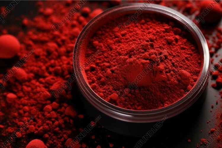 Red Shiny Powder Vivid red powder in glass container