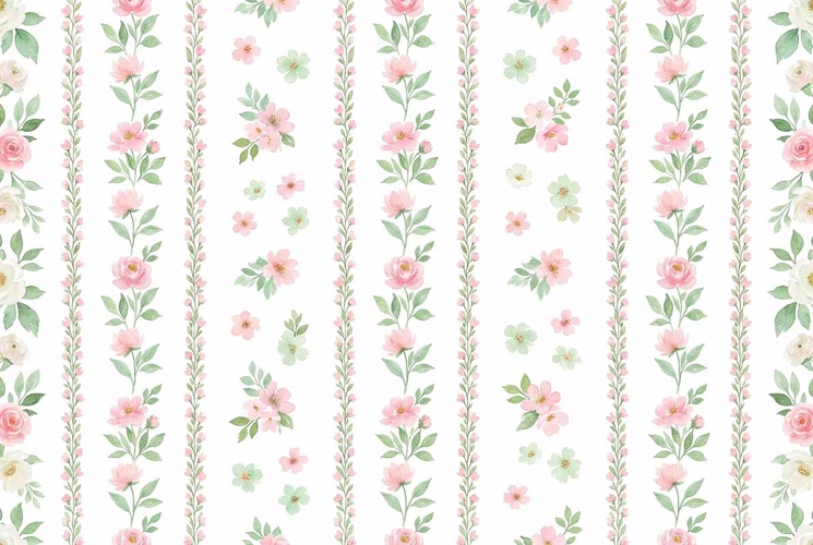 Watercolor stripe and floral pattern, Mothers Day