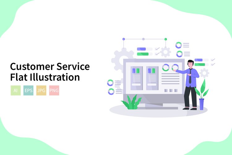 Customer Service Vector Illustration In Flat Modern Style example image 1