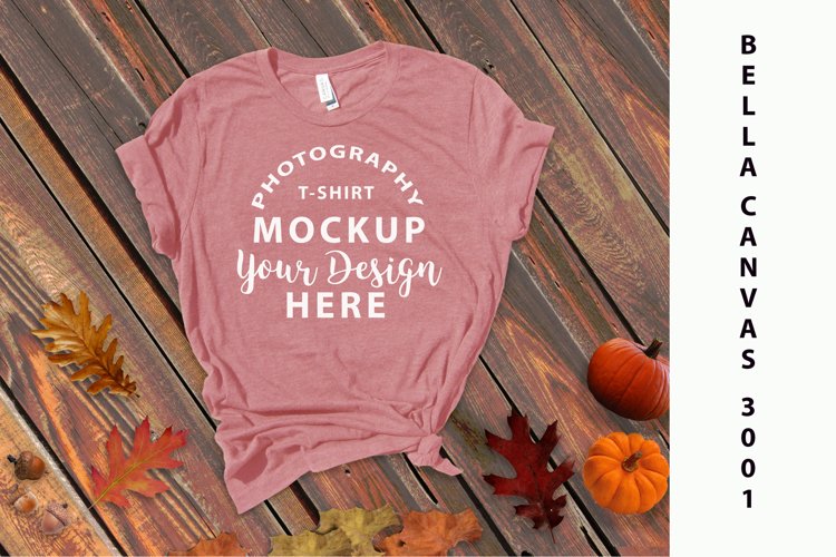 Bella Canvas 3001 Mock-up fall themed, Mauve Heather