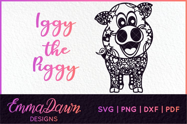 IGGY THE PIGGY SVG MANDALA / ZENTANGLE DESIGN example image 1
