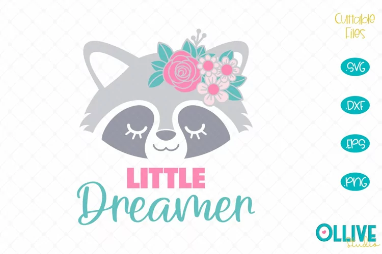 Baby Raccoon Little Dreamer SVG | Cute Raccoon SVG