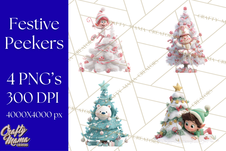 Christmas Tree Clipart PNG Cute Characters for Holiday Craft