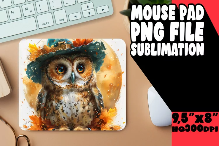 Watercolor Owl Mouse Pad Sublimation Spring 11oz