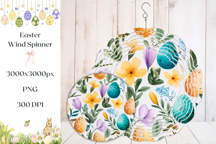 Easter Eggs Wind Spinner, Floral Wind Spinner Print