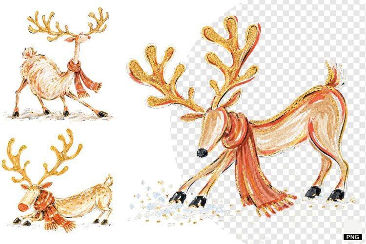 Christmas Reindeer With Scarf PNG example image 1