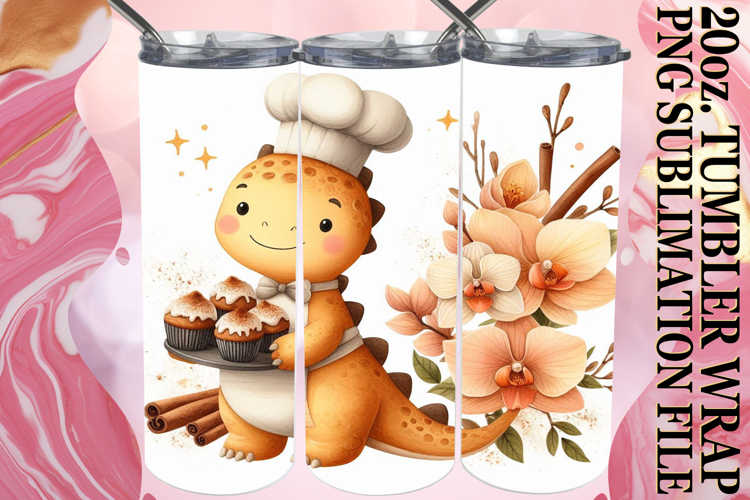 JOYFUL PRESENT 20oz TUMBLER WRAP, Cute Dino