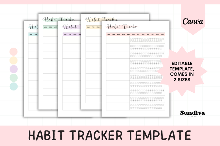 Annual Multi-Habit Tracker 2 | Numbered Daily Circles