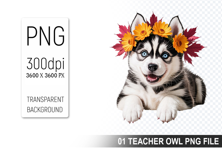 Cute Floral Dog, Animal Sublimation Clipart PNG