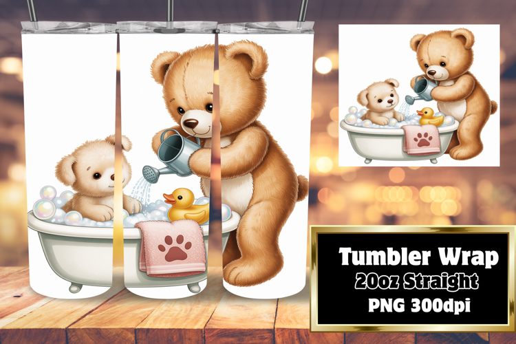 LUXURIOUS 20oz Tumbler Artwork , Cute Bear