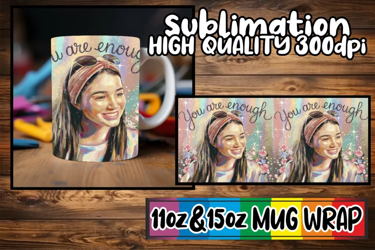 Joyful vibes sublimation mug wrap, Woman