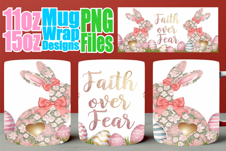 Unique sunsets 11oz 15oz sublimation wrap, Easter Bunny example image 1