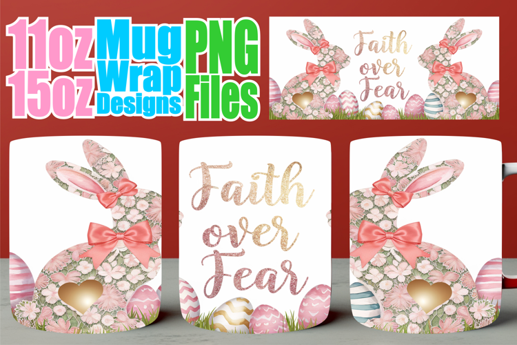 Unique sunsets 11oz 15oz sublimation wrap, Easter Bunny