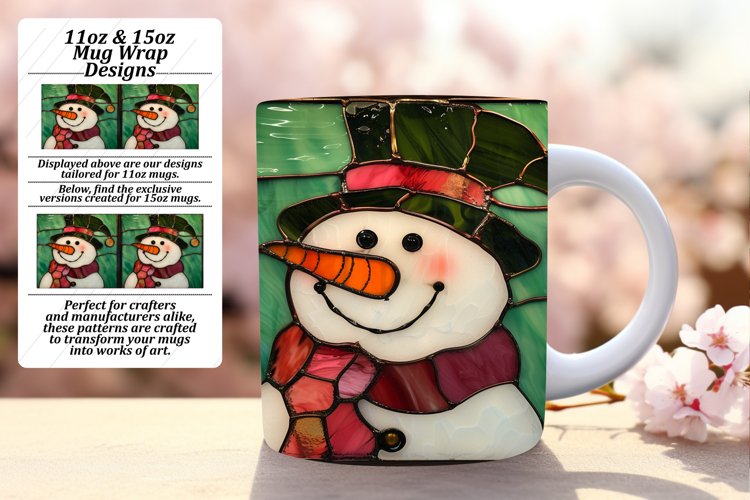 Winter 3D Snowman Wrap Holiday Design 11oz 15oz example image 1