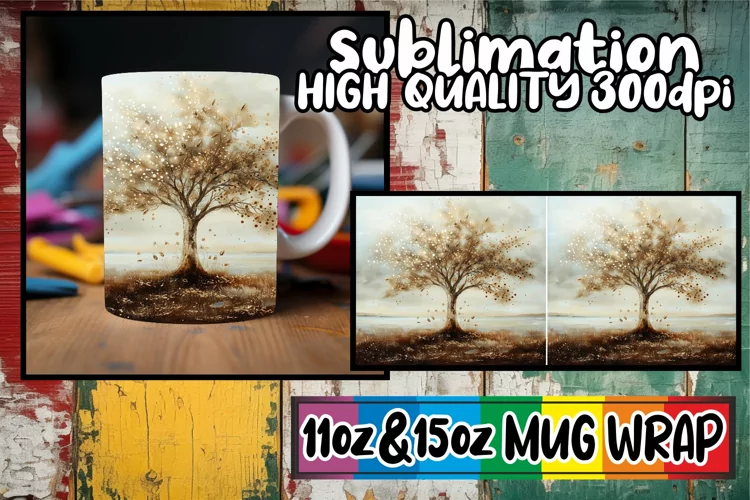 Serene Canopy Mug Sublimation Wrap - Sublimation 11oz 15oz