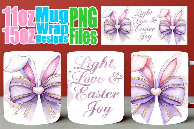 Serene mornings sublimation mug wrap, Easter Bow
